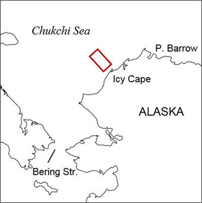 Map showing the reference area northwest of Icy Cape