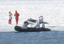 selected crew walking on ice.