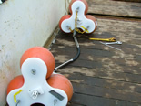 Image of Mark climbing out of a dive boat.