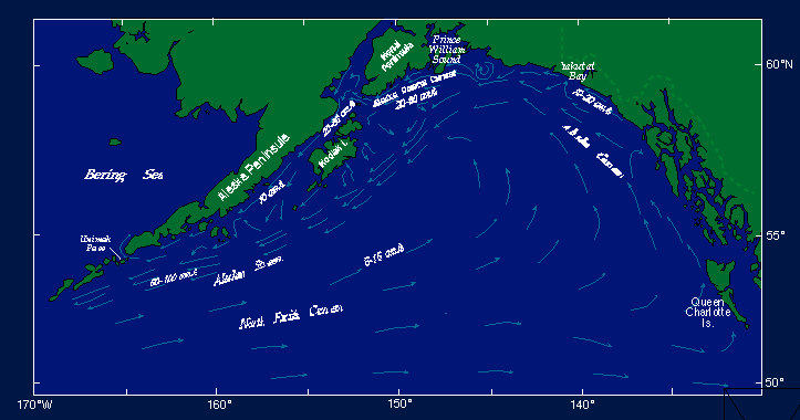 Gulf of Alaska current map