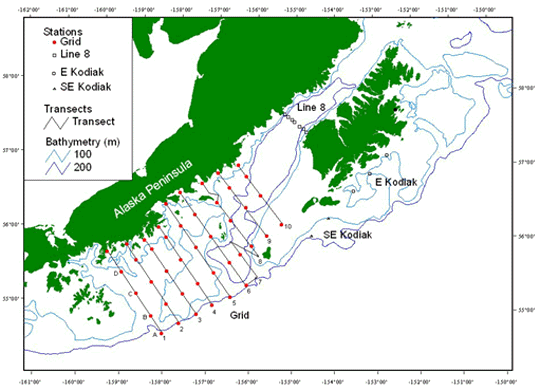 MF00-11 station and transect locations