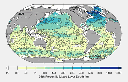Map of monthly 95th percentile depths