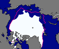 Sea ice extent in September 2005