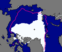 Sea ice extent in September 2007