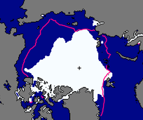 Sea ice extent in September 2008