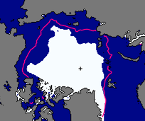 Sea ice extent in September 2011