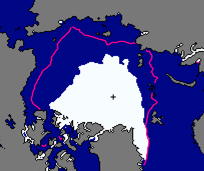 Sea ice extent in September 2012