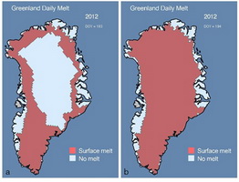 Time series of maximum summer melt extent