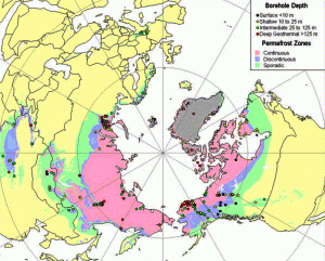 Permafrost distribution in Northern Hemisphere