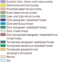 Present day natural vegetation map key