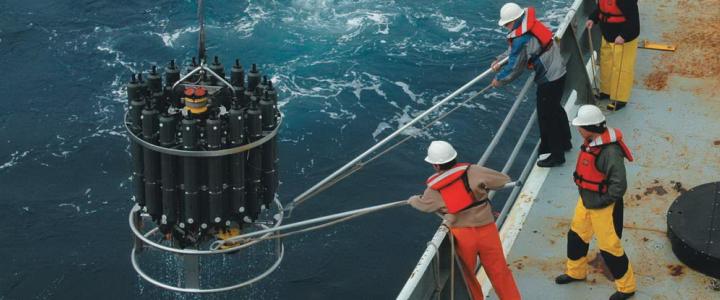 Repeat hydrography CTD deployment
