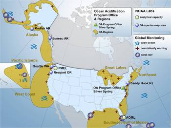 NOAA OA Research and Monitoring Map