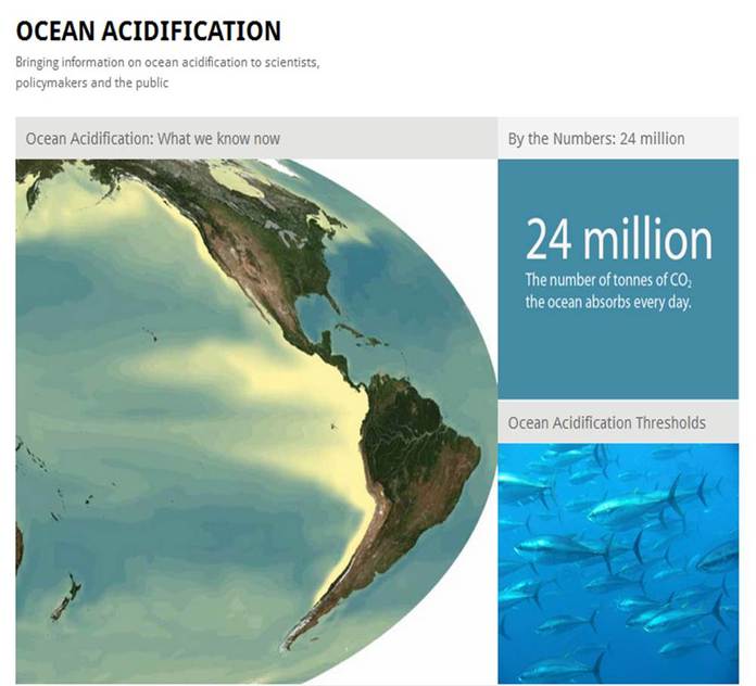 Screenshot of the new ocean-acidification.net