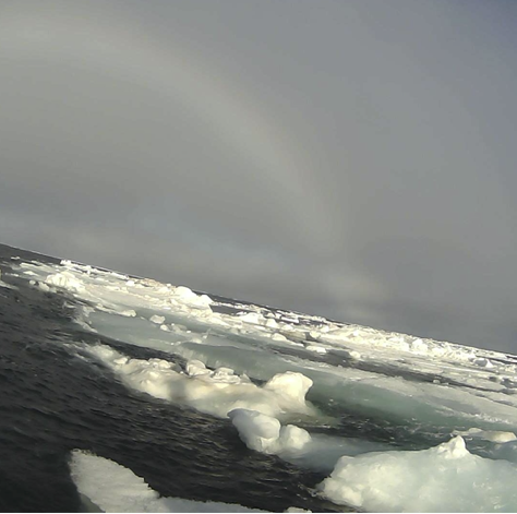NOAA boat approaching ice