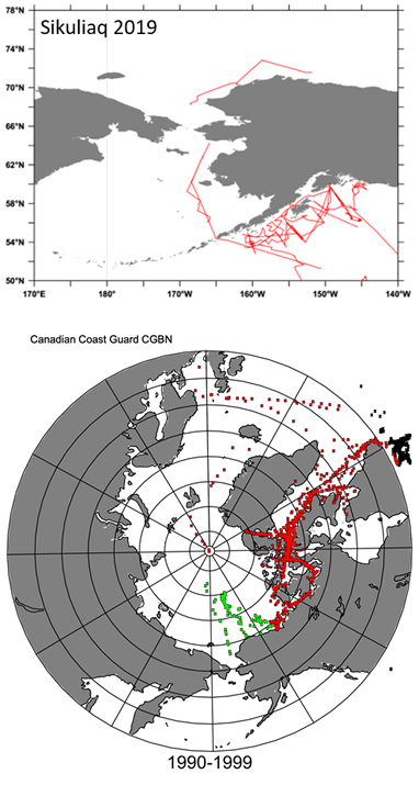 Maps of ship cruise tracks