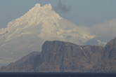 The Ikatan Peninsula juts out in front of the Isanotski Peaks