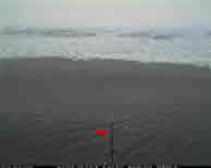 Photo from the aloft camera on the USCGC Healy. One of the hourly photos showing first ice.