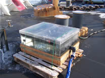Samples incubating on deck. Photo by C.Ladd