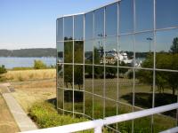 Ship reflected in PMEL building