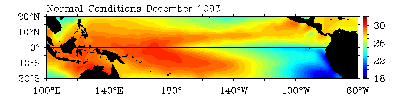 Normal conditions in Pacific Ocean Temperatures