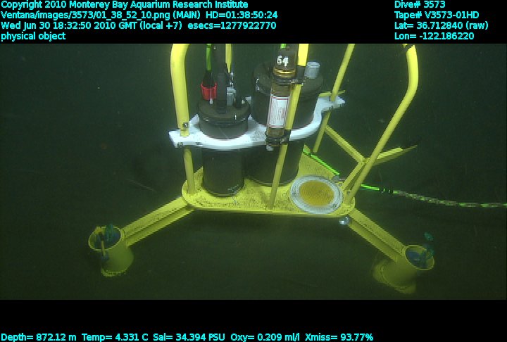 Photo of the BPR/Tilt instrument plugged in and deployed
