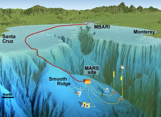 Cartoon of MARS cable in Monterey Bay