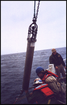 photo of a hydrophone being deployed