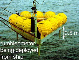 photo of rumbleometer instrument being deployed