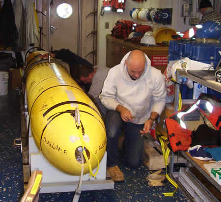 Lance Wills securing AUV