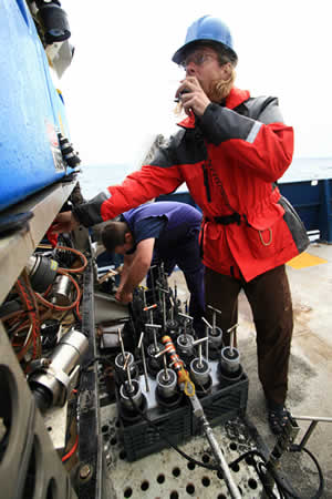 preparing Jason for launch and science basket