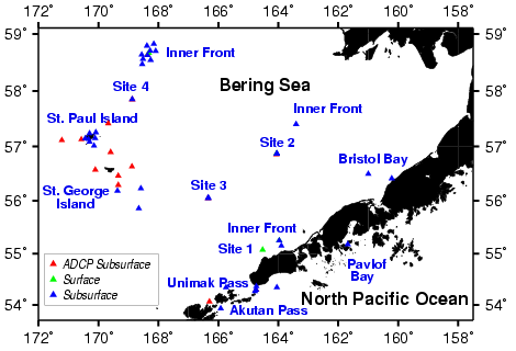 Map of mooring sites for FOCI studies.