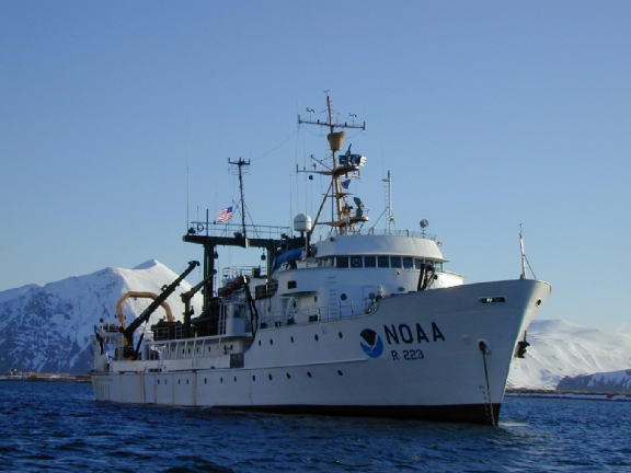Miller Freeman anchored in Dutch Harbor, Alaska
