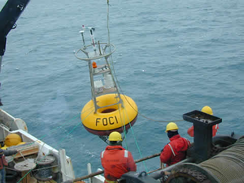 Deploying a FOCI mooring from the Miller Freeman
