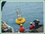 Deploying a Foci mooring from the Miller Freeman