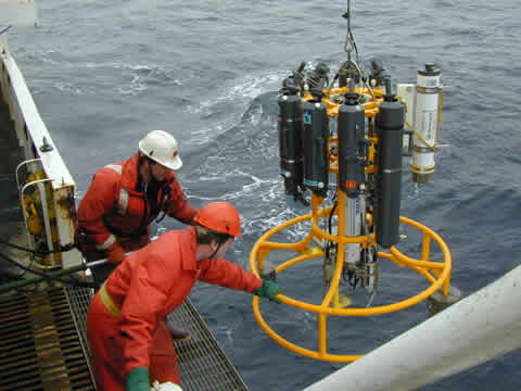 Deploying a CTD from the Miller Freeman