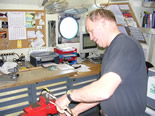 Tony preparing equipment for a TAPS mooring.