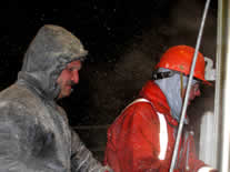 Image of a night CTD in a snowstorm.