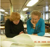 Image of Jeff (PI) and Nancy (chief sci.) poring over map and planning .
