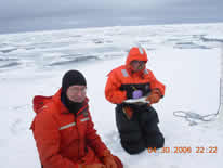 Image of scientists on ice floe during an ice coring operation