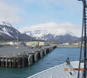 Image of R/V Thomas G. Thompson arriving at the dock in Seward, Alaska.