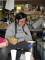 Bonnie making ice cream in the lab.