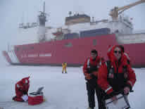 Third Ice Core, Leg 2 of cruise, Dave Kachek and Jay Clark looking at the camera