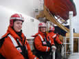 Emily and Maggie prepare to head to shore