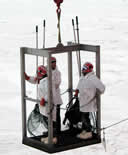 Seal people from NMML heading to ice and seal tagging in