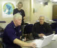 Preparation for the PolarTREC teleconference: Maggie, Captn Lindstrom, Ray Sambroto.