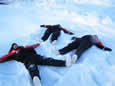 What are they doing?  Making Snow/ice angels.