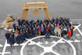 Group photo of Healy and science crew on the helo pad while weather held.