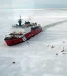 Aerial view of ice oerations off Healy.