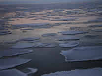 Sunlight reflecting off ice and water