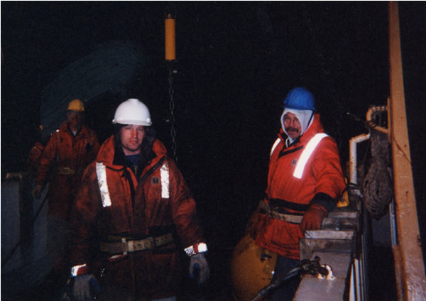 Photo of aberrant train-wheel anchor that moved more than 50m up the mooring chain. It is hanging just above a current meter.